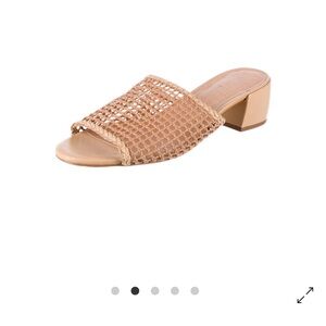 Raye leather crochet trim sandal Tan Woven Slip-On Mules